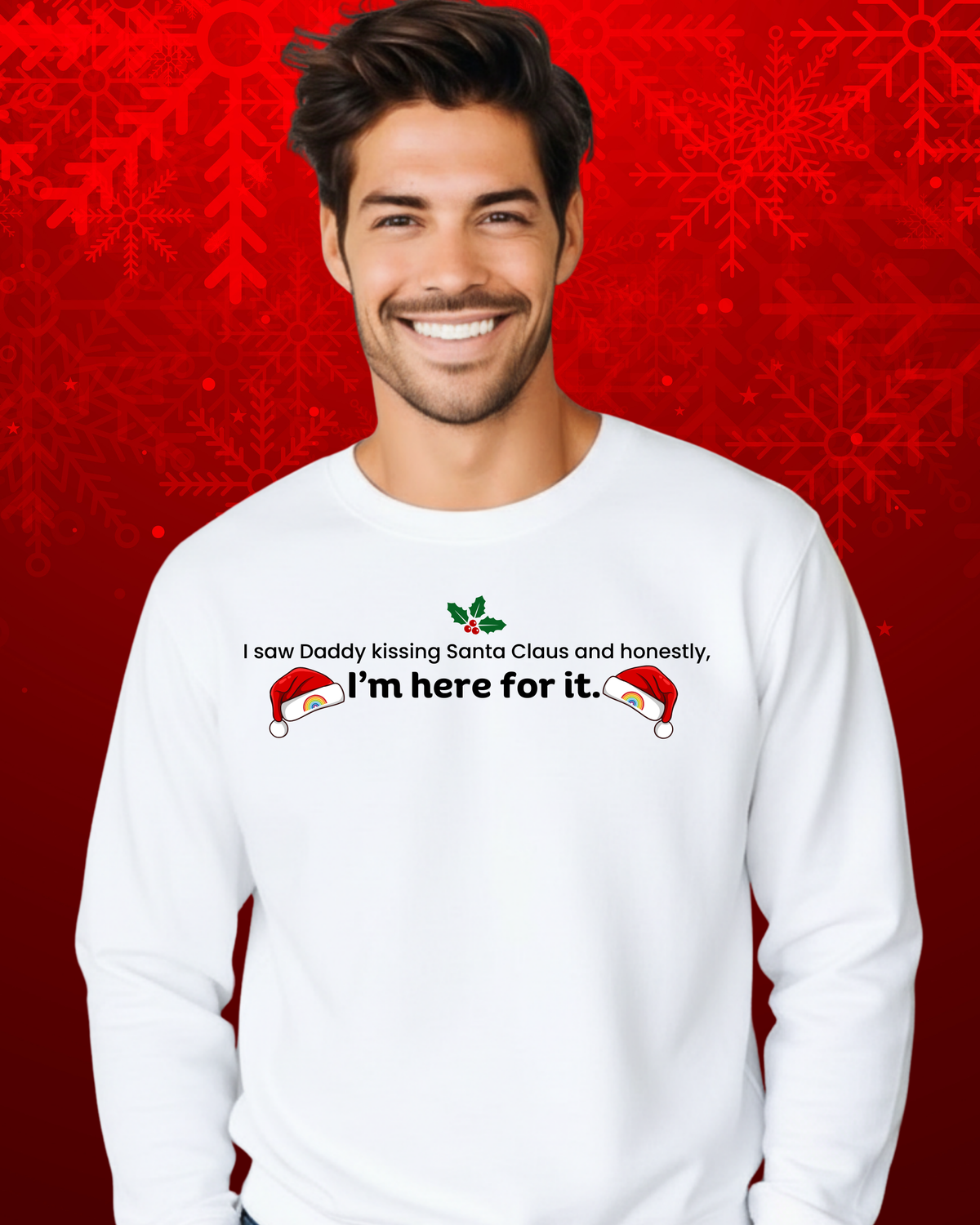 I saw Daddy Kissing Rainbow Santa Sweatshirt