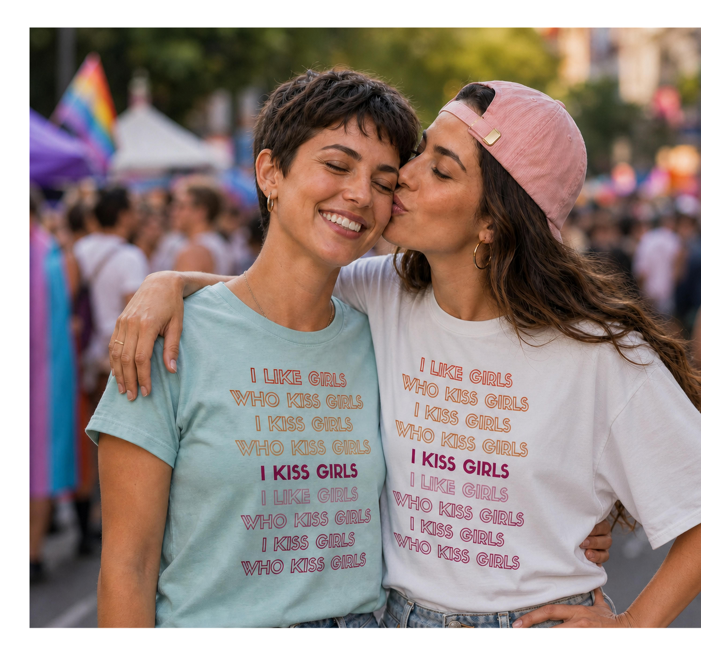 i kiss girls Feminine Cut T-Shirt